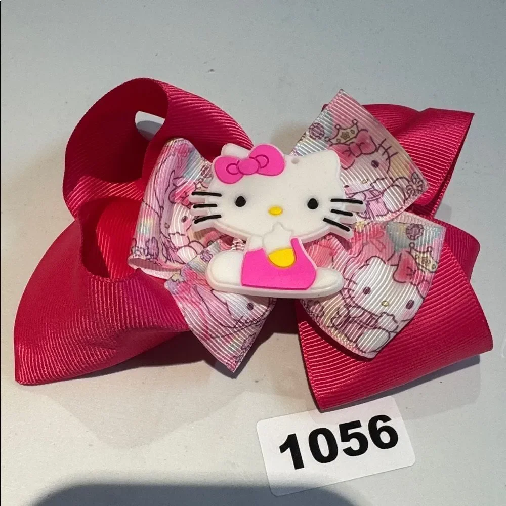 1056 Hot Pink Color Hello‎ Kitty Hair Bow Alligator Clip